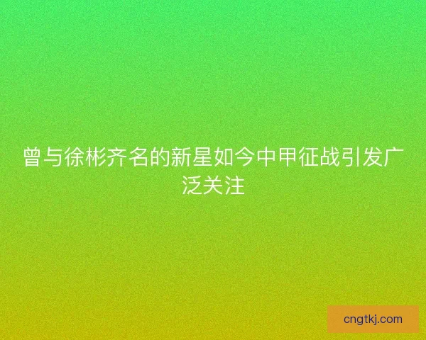 曾与徐彬齐名的新星如今中甲征战引发广泛关注
